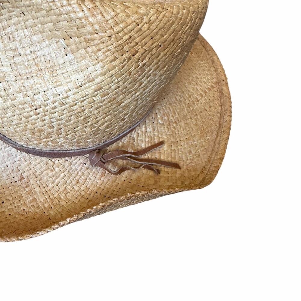 Dorfman Pacific Raffia Cowboy Hat Natural Straw Western Wide Brim L XL - Picture 8 of 16